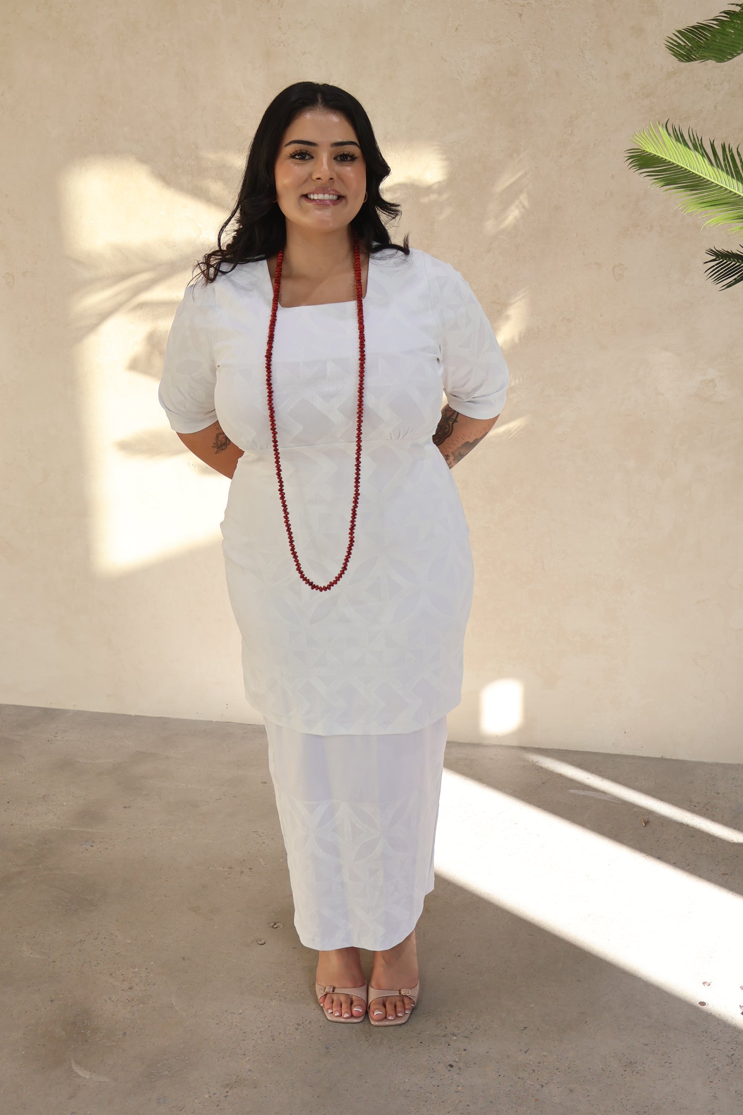 Rimani White Simple Elei Puletasi ( Size 14 only)