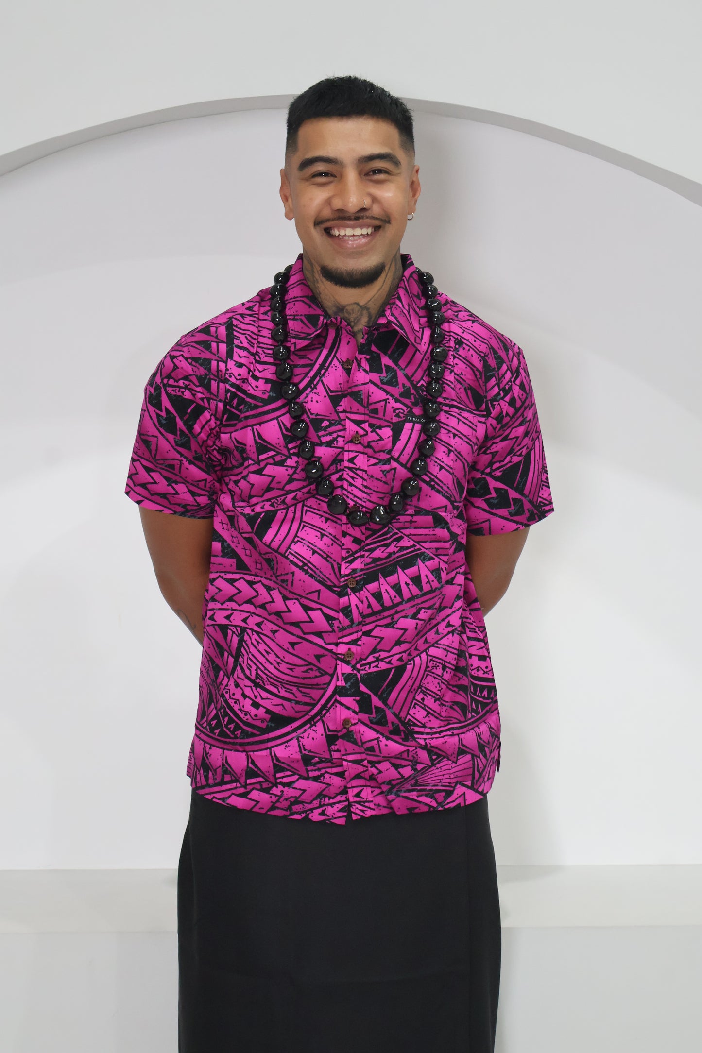 Tribal Origin Mens Bula Shirt- FB1869 (Pink & Black)