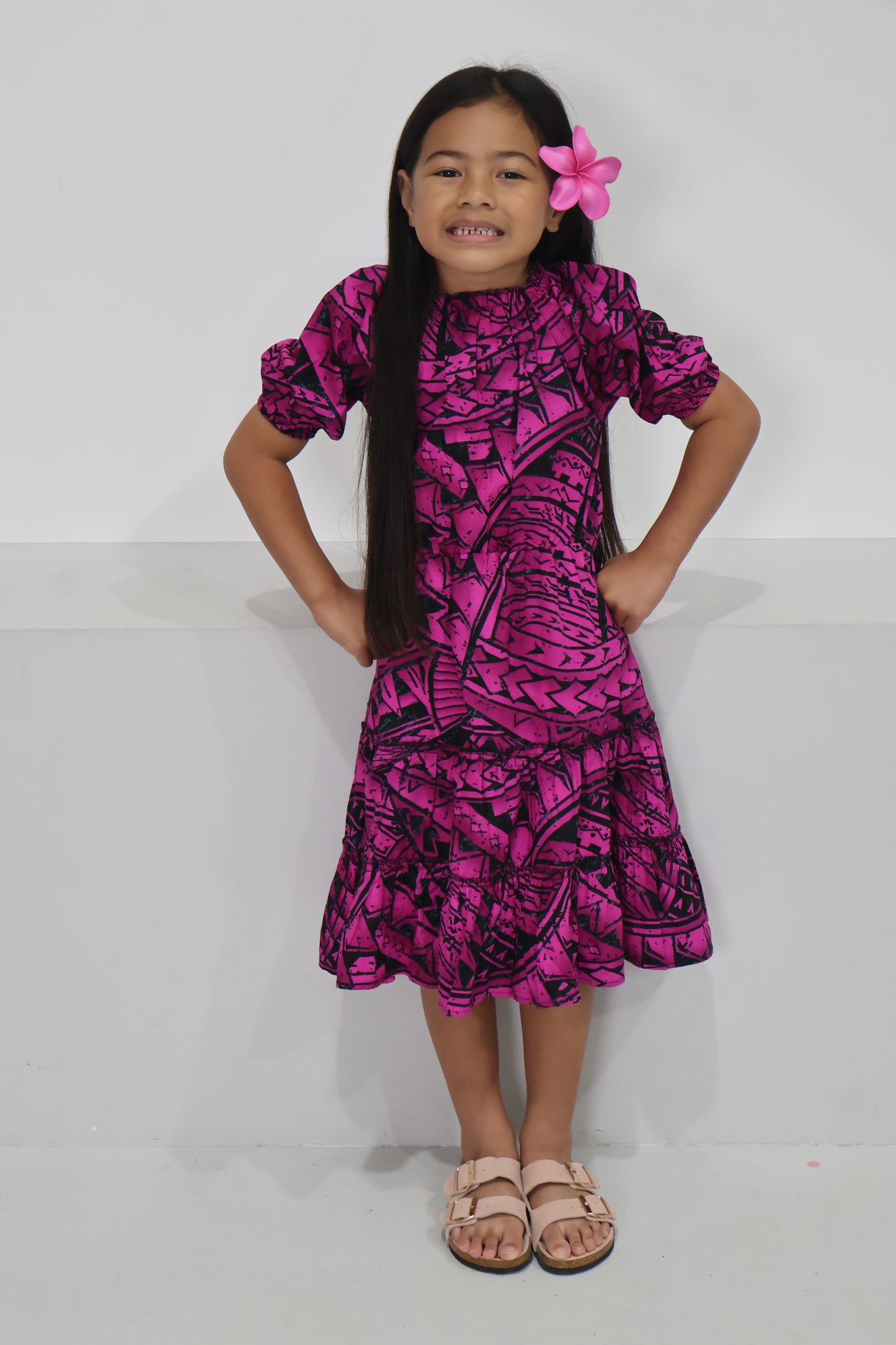 Tribal Origin Girls Luna Dress- FB1869 (Pink & Black)