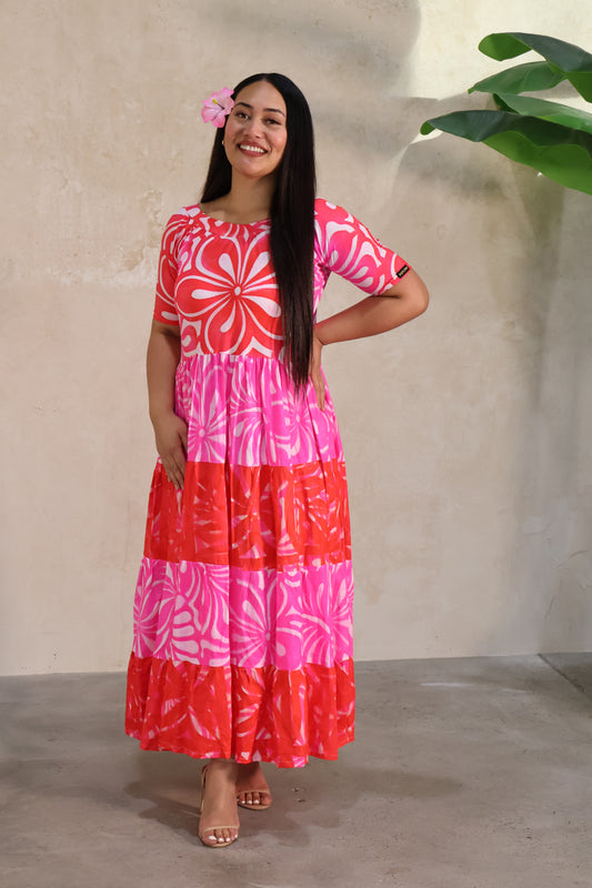 Meilani Rayon Dress in Rouge