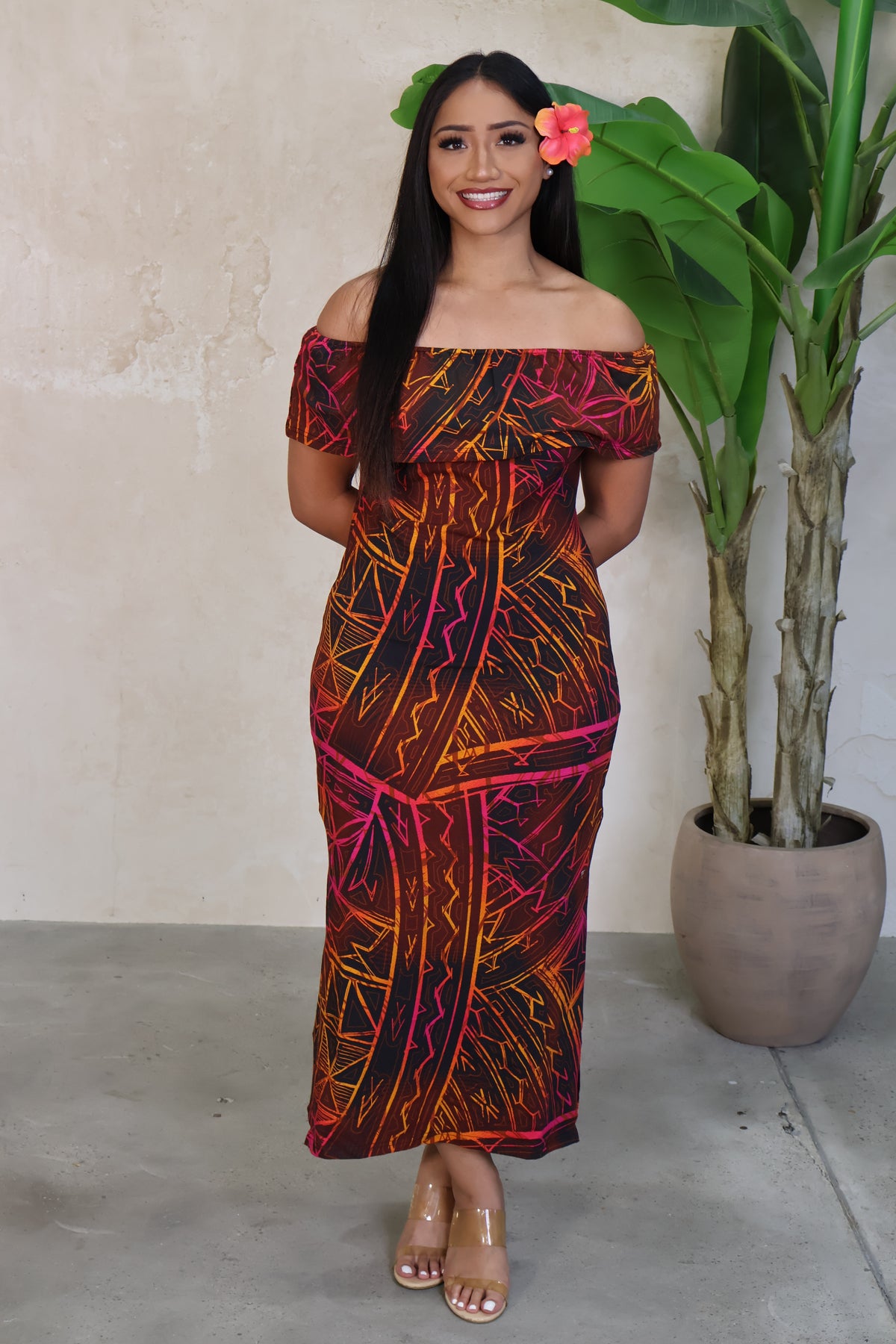 Akamu Mahina Dress- Volau (Larva)