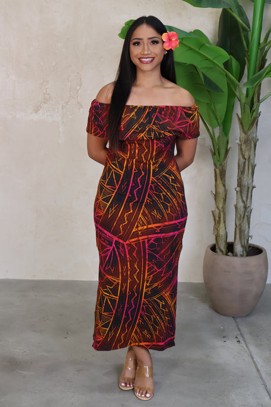 Akamu Mahina Dress- Volau (Larva)