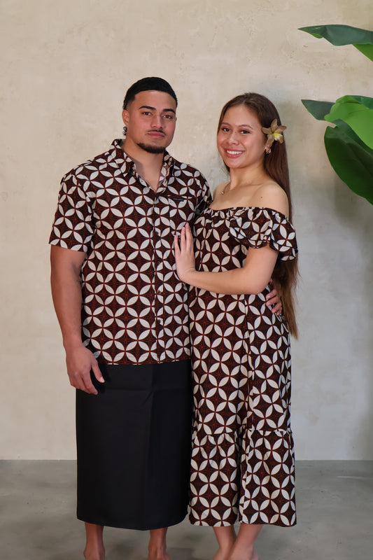 Tribal Origin Mens Bula Shirt FB1873 (Black/Brown)