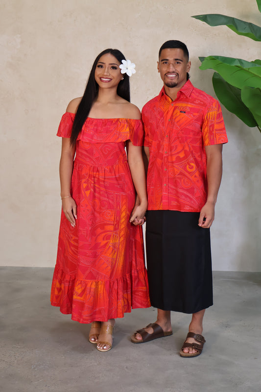 Akamu Men's Tevita Shirt S4566 (Orange)