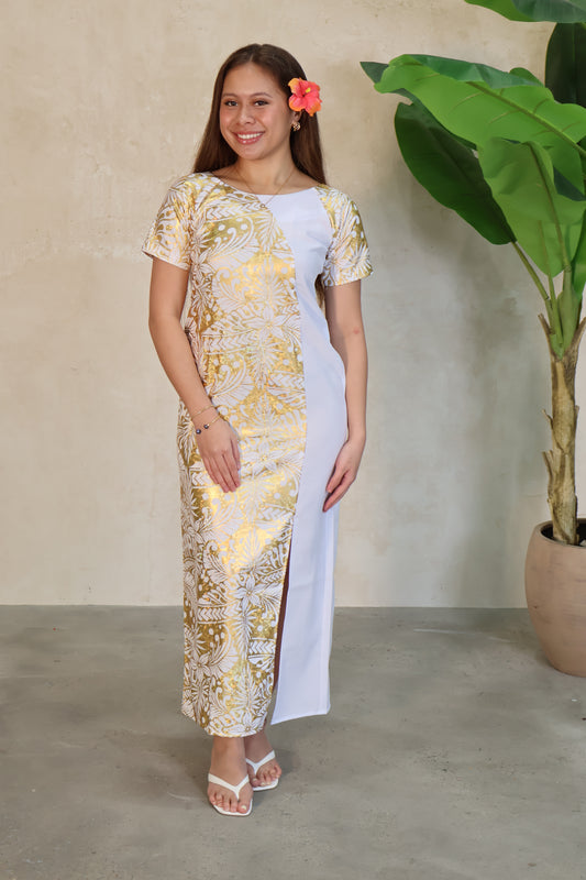 Polynesian Fashion Women's Dress Metallic Gold