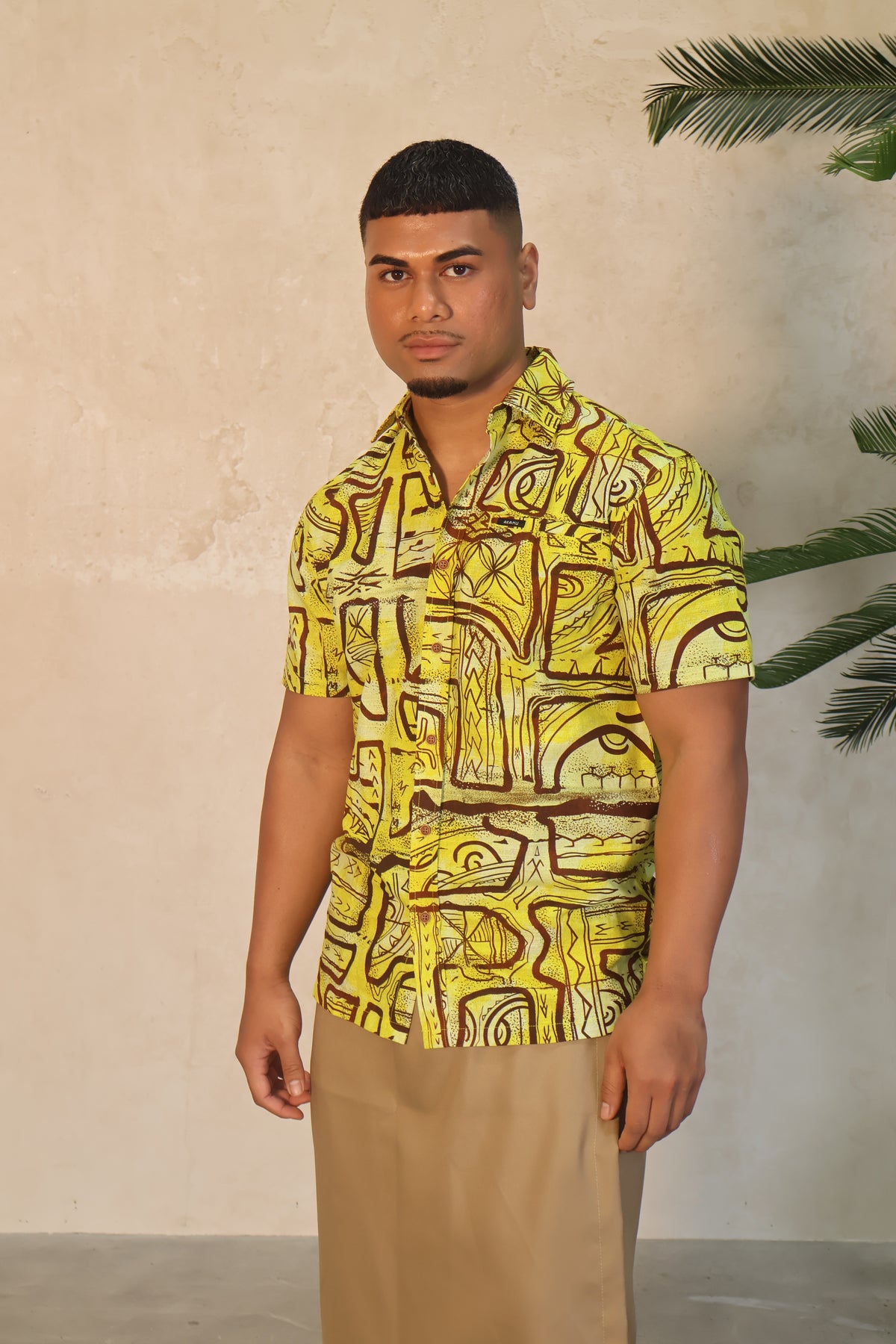 Akamu Mens Shirt in Yellow Farasiko Collection SS4747
