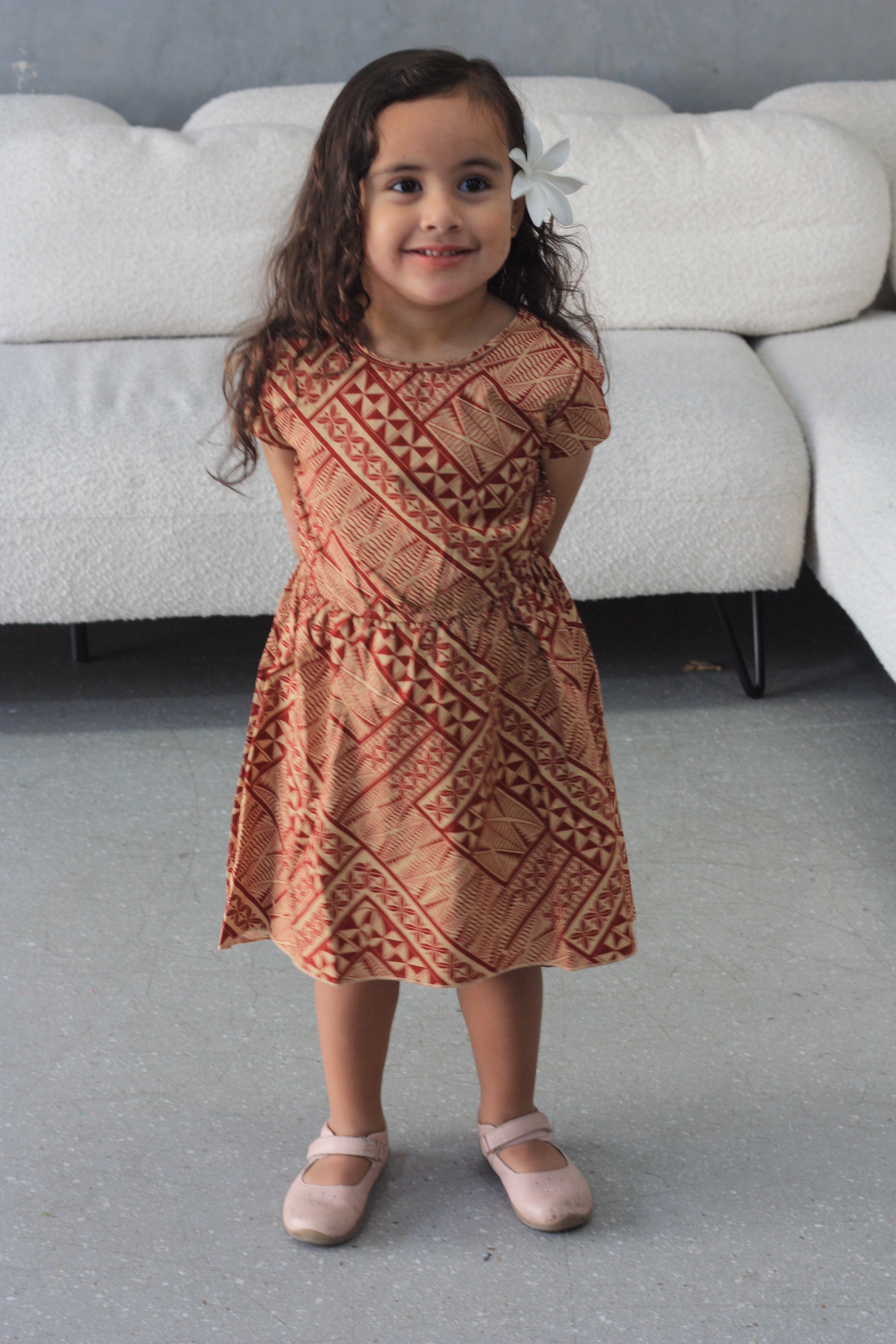 Kalavata Folau Girl's Dress (Beige) – Pacific Way Gift Shop