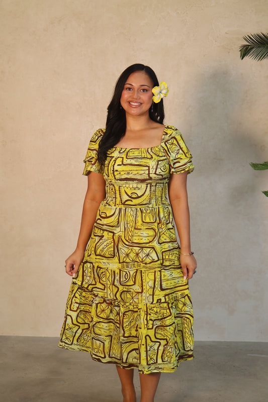 Akamu Smoked Ruffled Hem Dress Farasiko Collection LD5466