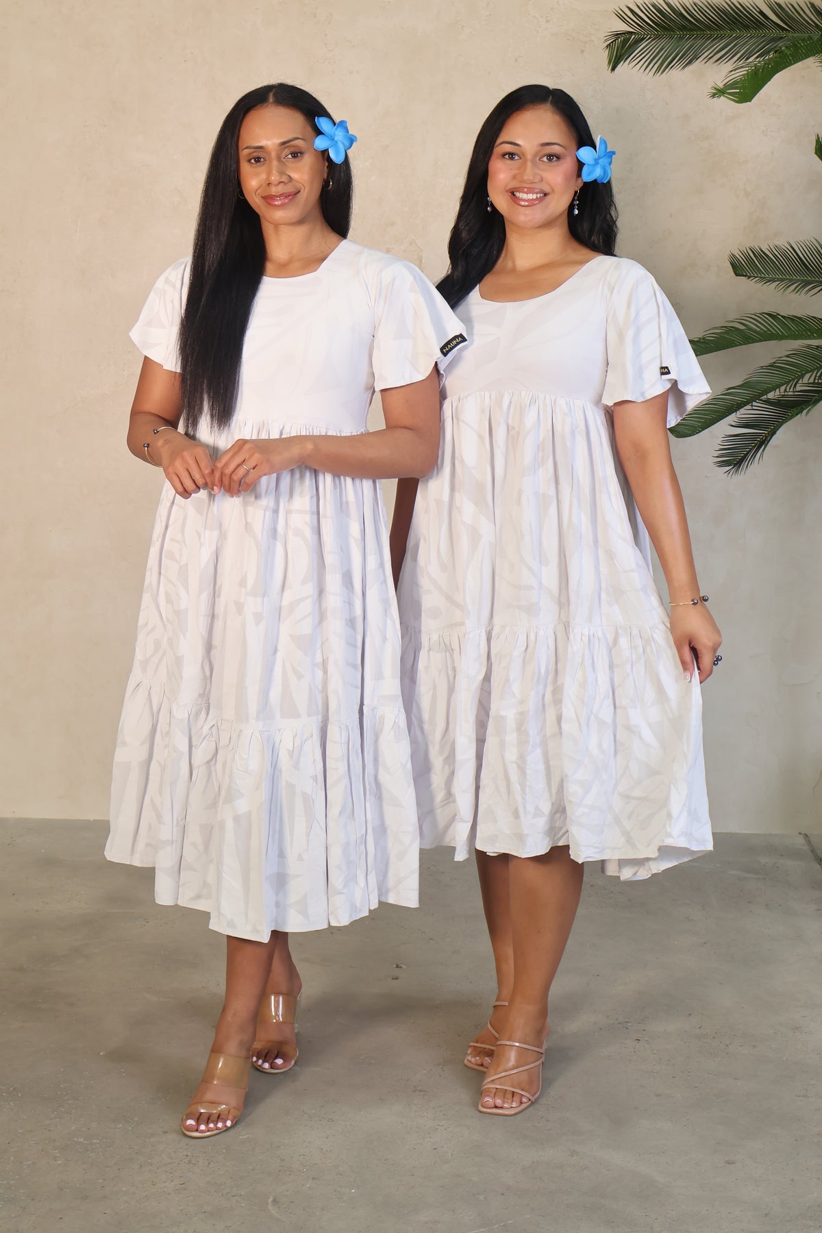 Nauna White on White Elei Rayon Dress