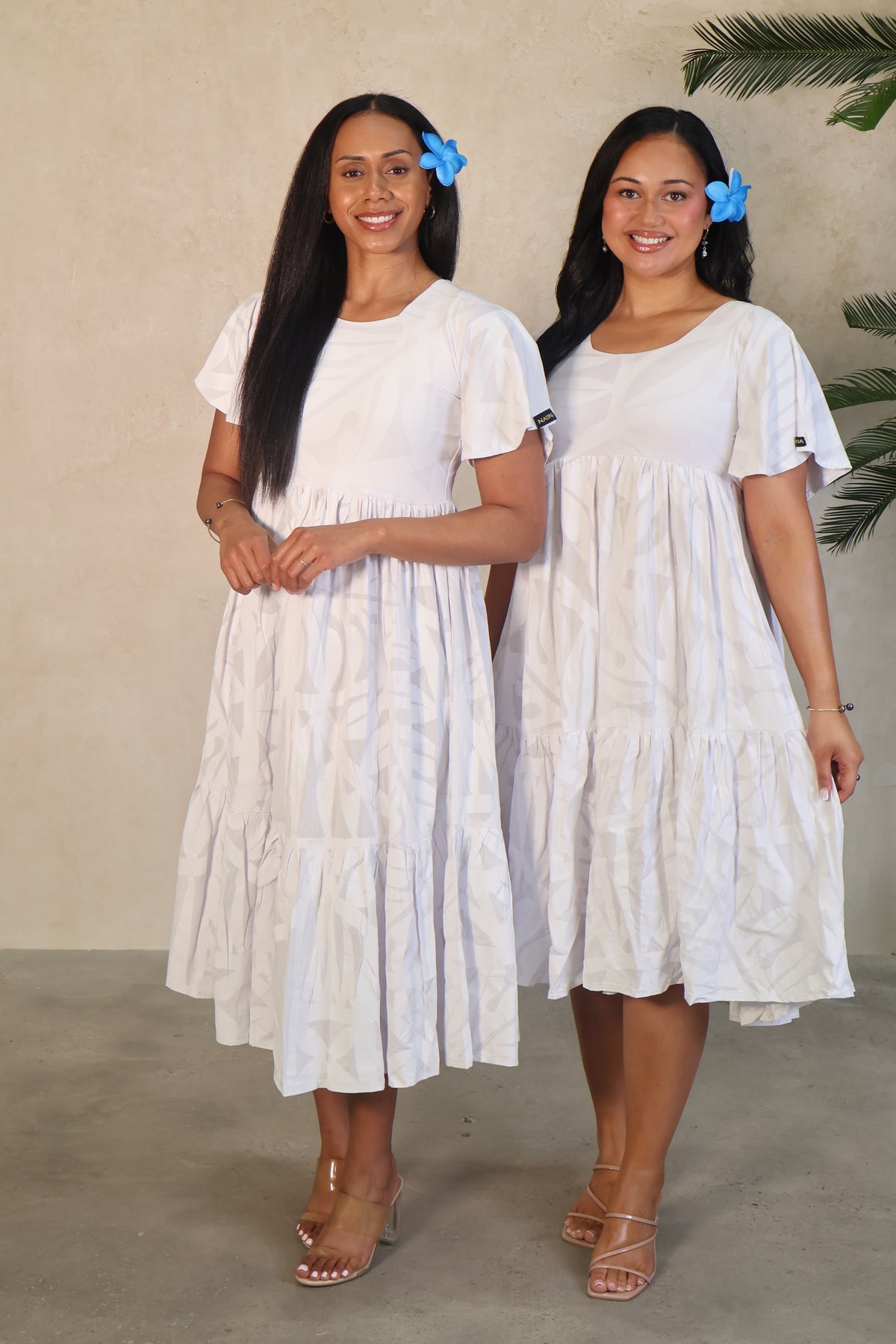 Nauna White on White Elei Rayon Dress