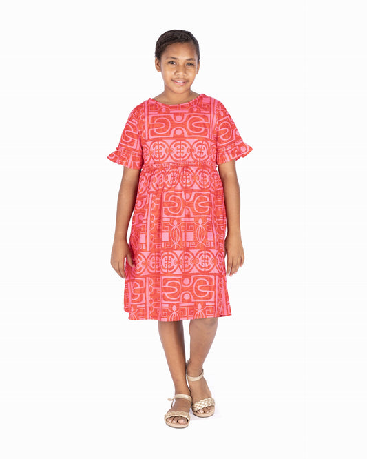 Kalavata Rivi Girl's Dress ( Red )