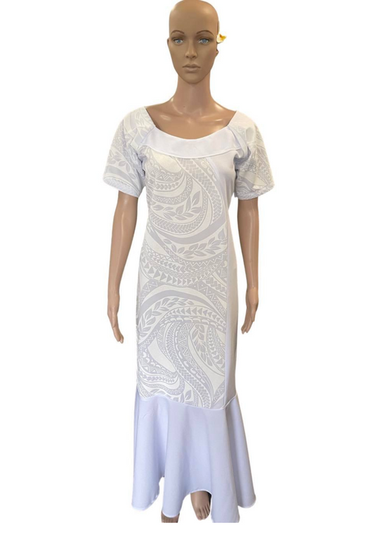 Polynesian Fashion Women's White Elei Dress