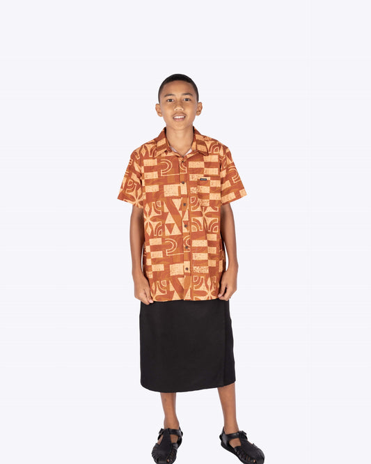 Kalavata Vio Boy's Shirt ( Brown )