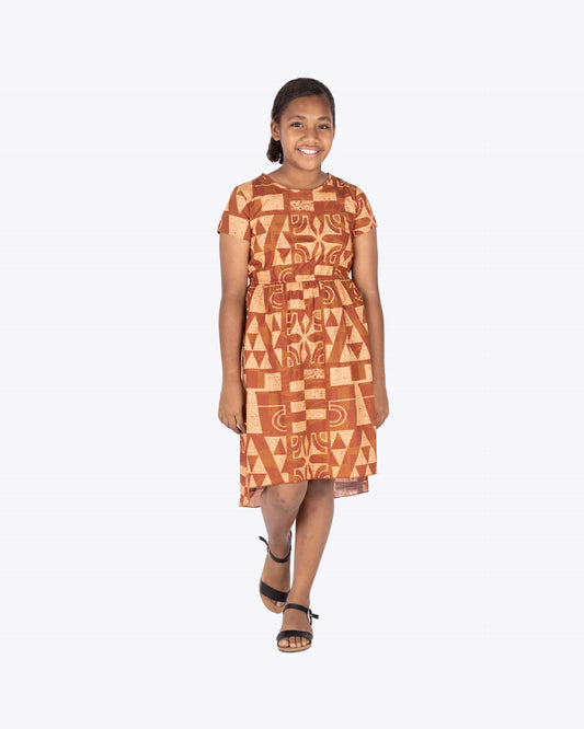 Kalavata Vio Girl's Dress ( Brown )
