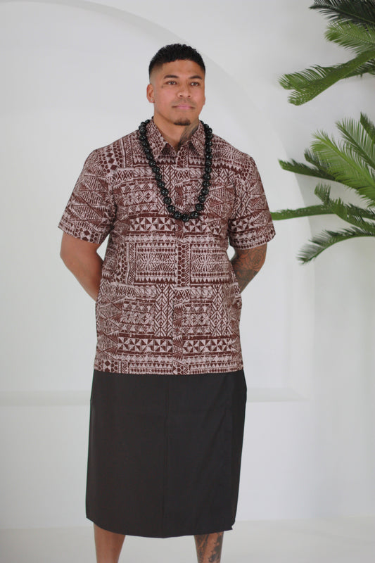 Tribal Origin Men's Elei Brown Shirt FB1804 (Chocolate Brown)