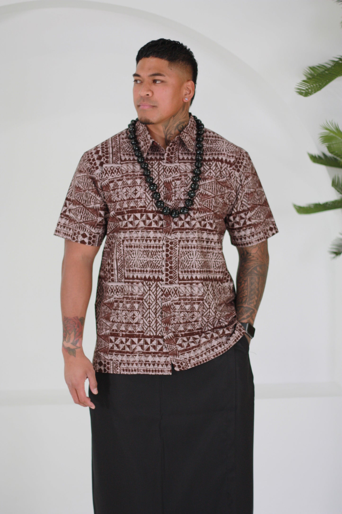 Tribal Origin Men's Elei Brown Shirt FB1804 (Chocolate Brown)