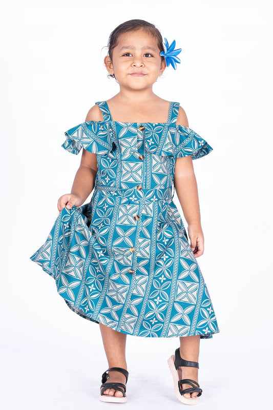 Tribal Origin Kalavata- Ioana Girls Jemma Dress Deep Lake