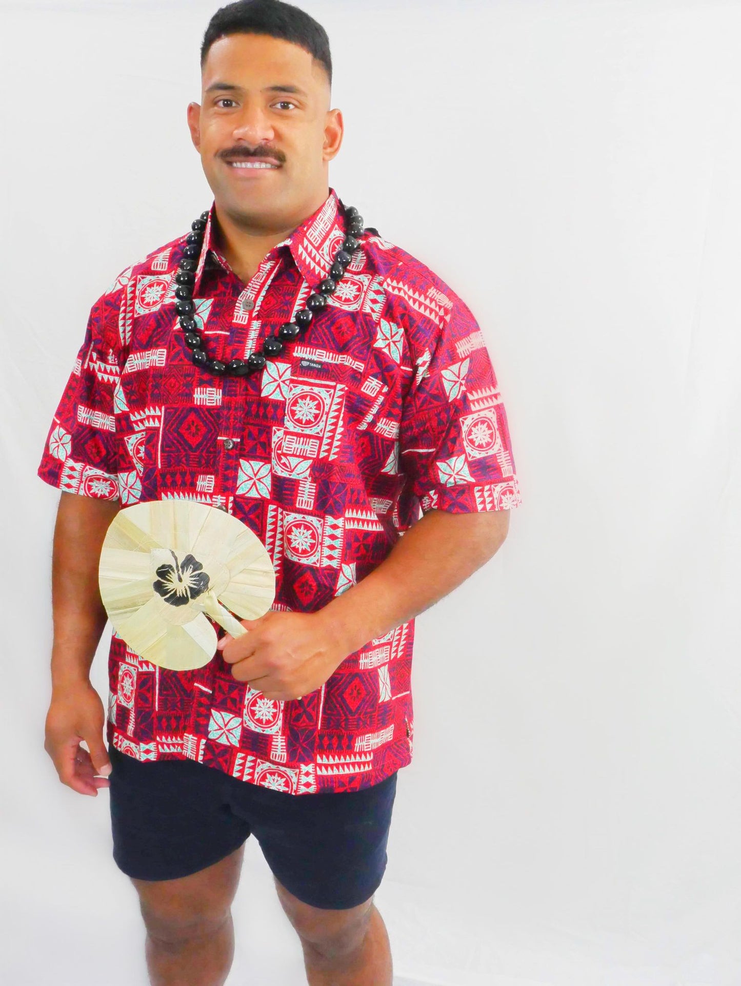 Tanoa Samoa Men's Shirt ( Red & Aqua)