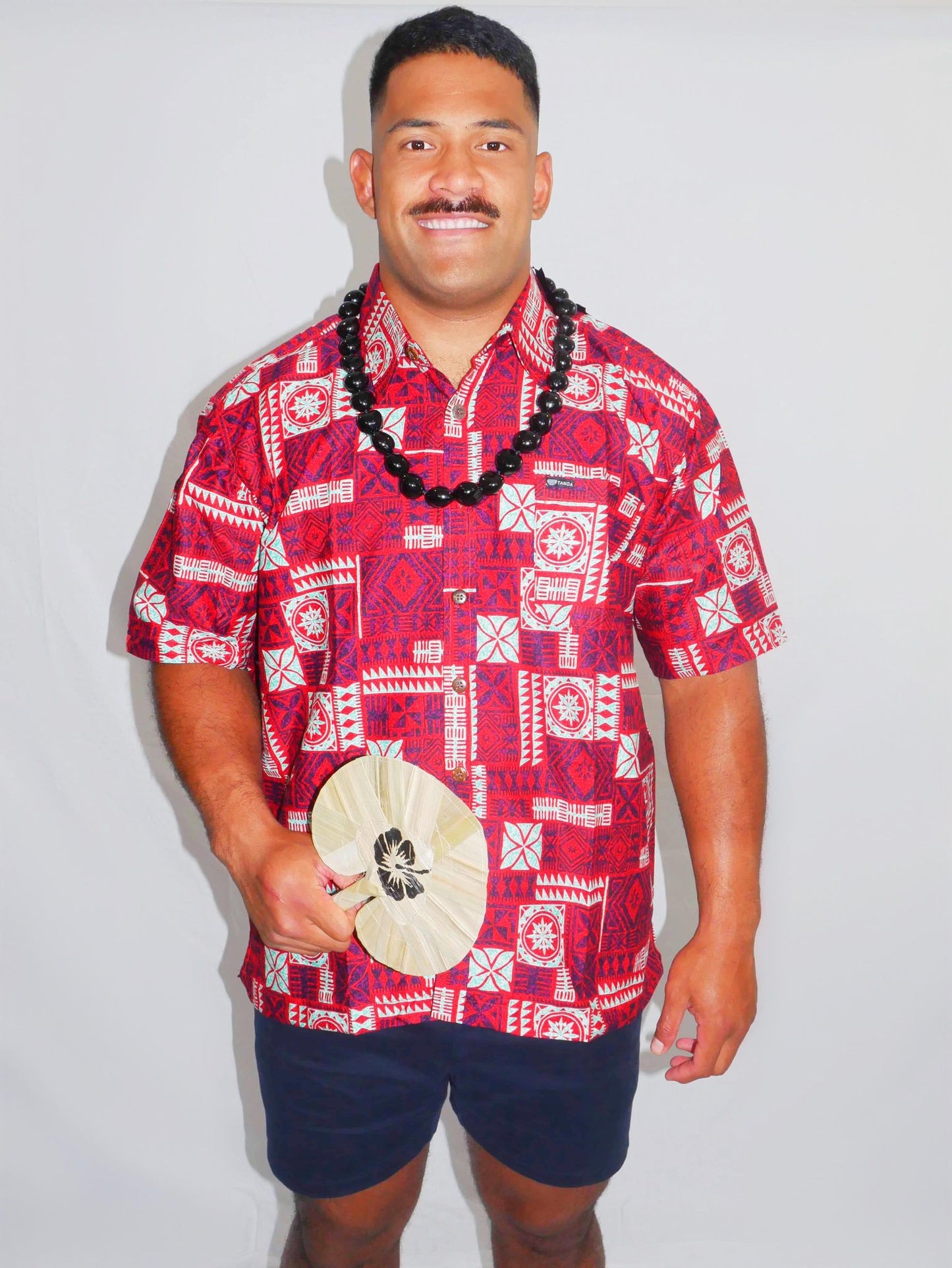 Tanoa Samoa Men's Shirt ( Red & Aqua)