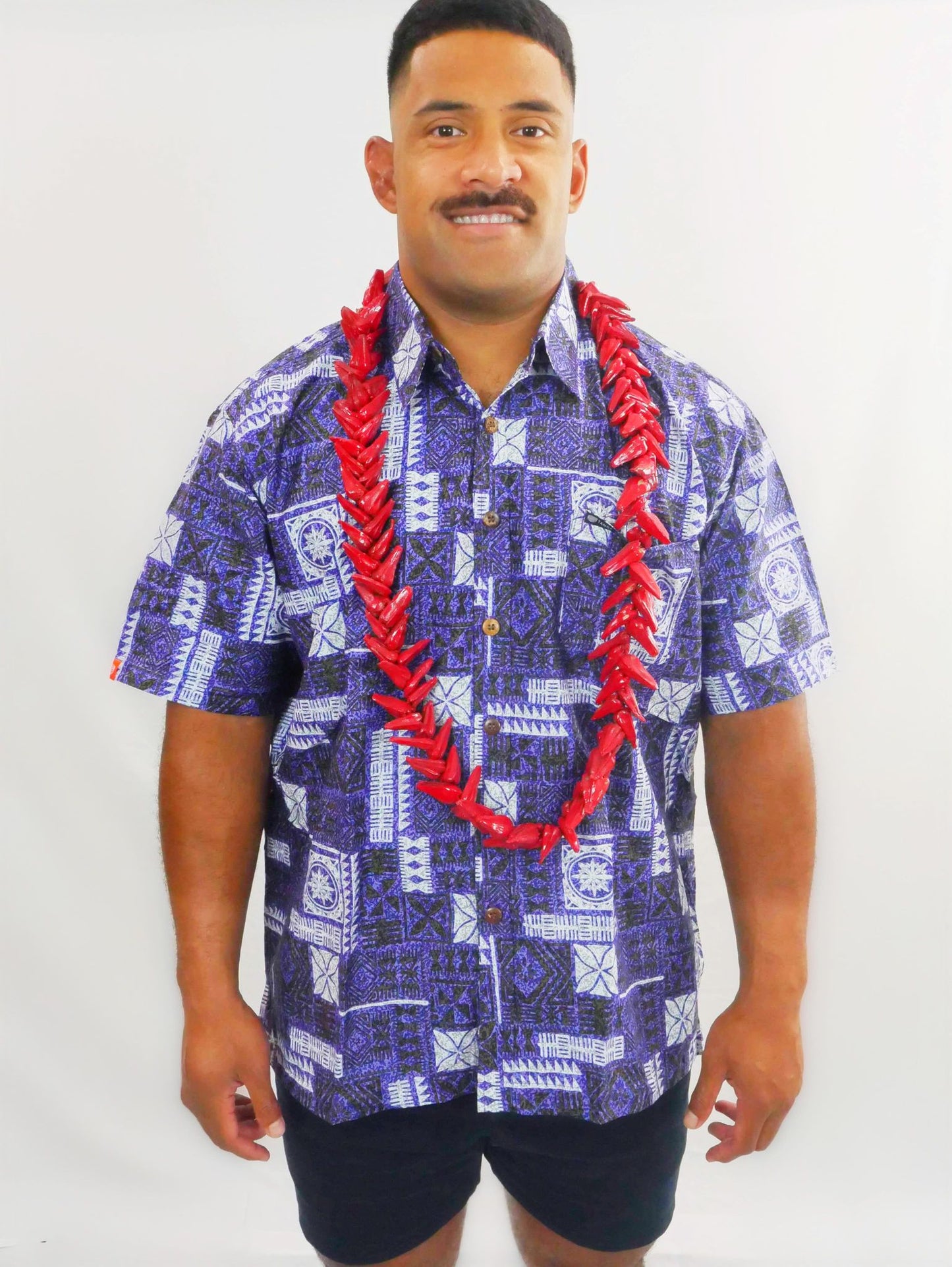 Tanoa Samoa Men's Bula Shirt ( Midnight Navy)