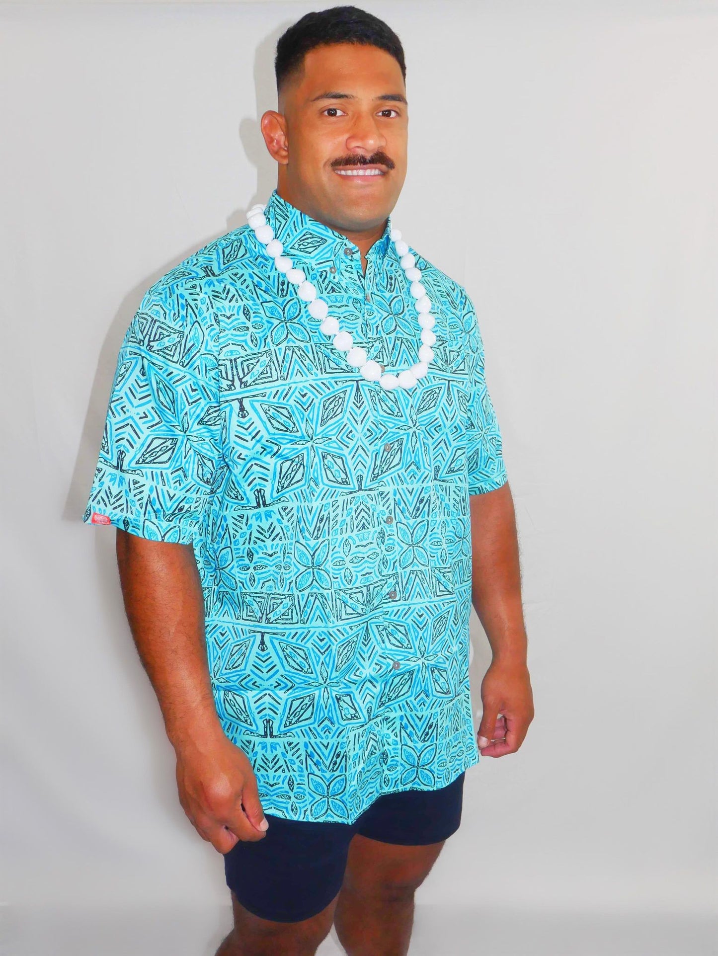 Tanoa Samoa Men's Fanua Shirt (Ocean Blue)