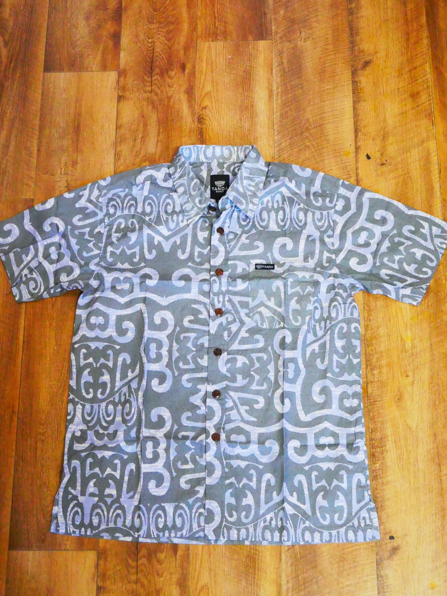 Tanoa Samoa Men’s Bula Shirt (Grey Mint)