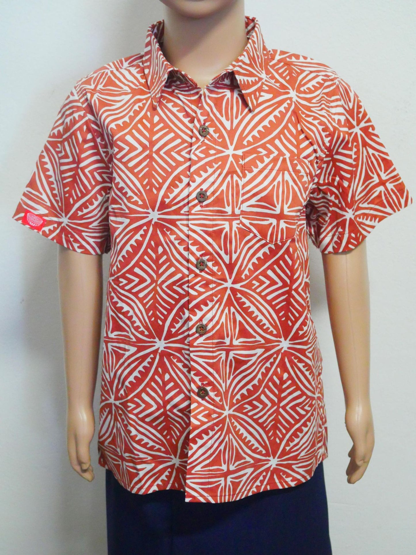 Tanoa Samoa Boy's Tapa Flower Shirt (Brown)