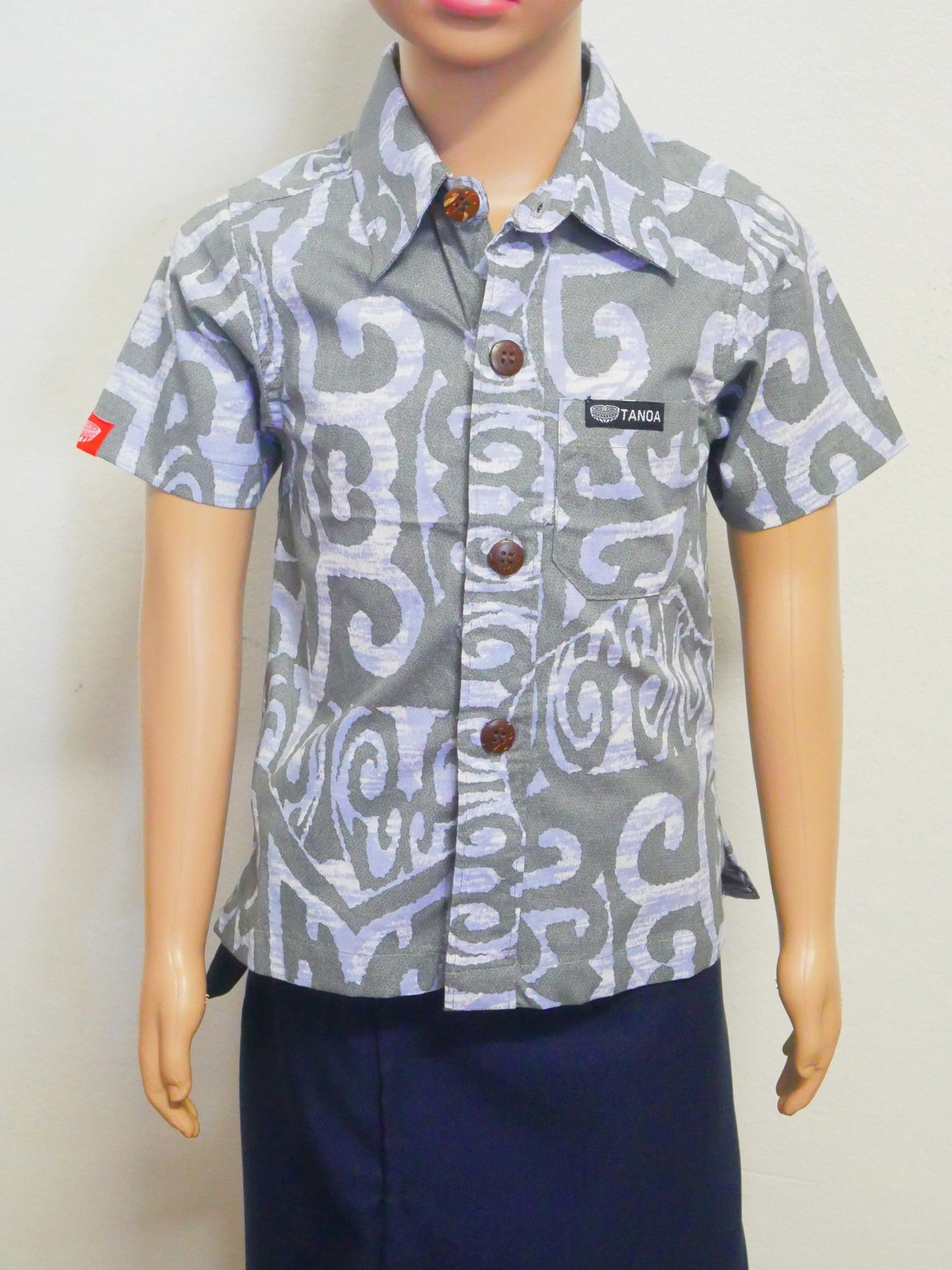 Tanoa Samoa Boy's Shirt (Grey Mint)