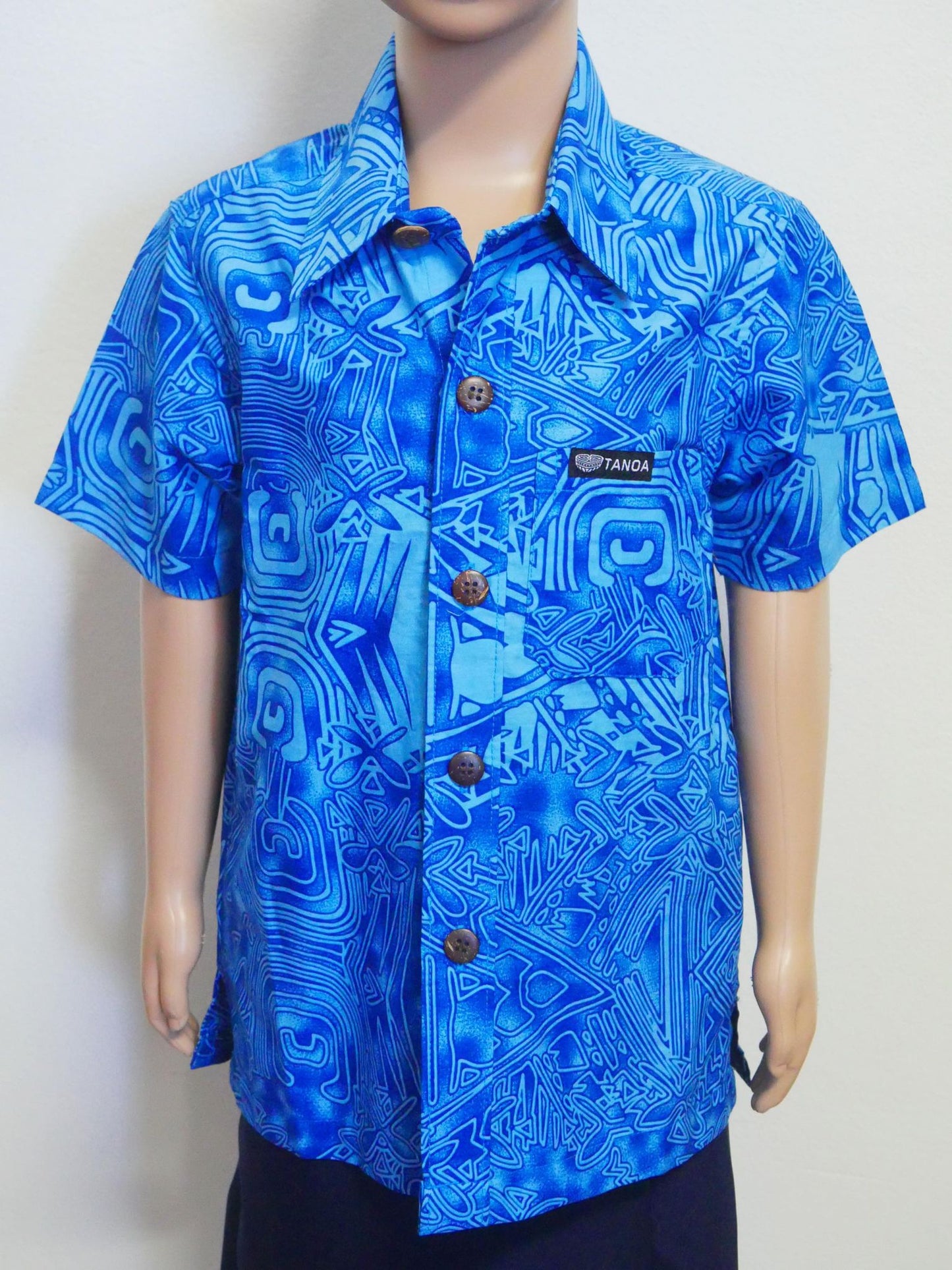 Tanoa Samoa Boy's Shirt (Ocean Blue)