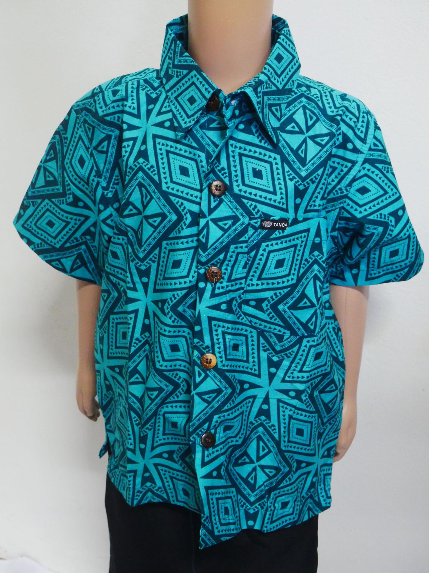 Tanoa Samoa Boy's Shirt (Jade Blue)