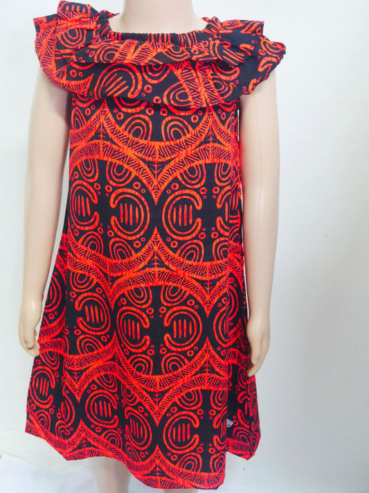 Tanoa Samoa Girl's Off-shoulder Dress LG901 (Red)