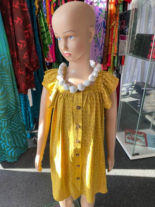 TD901 Tanoa Samoa Hoku Yellow Girl’s Dress