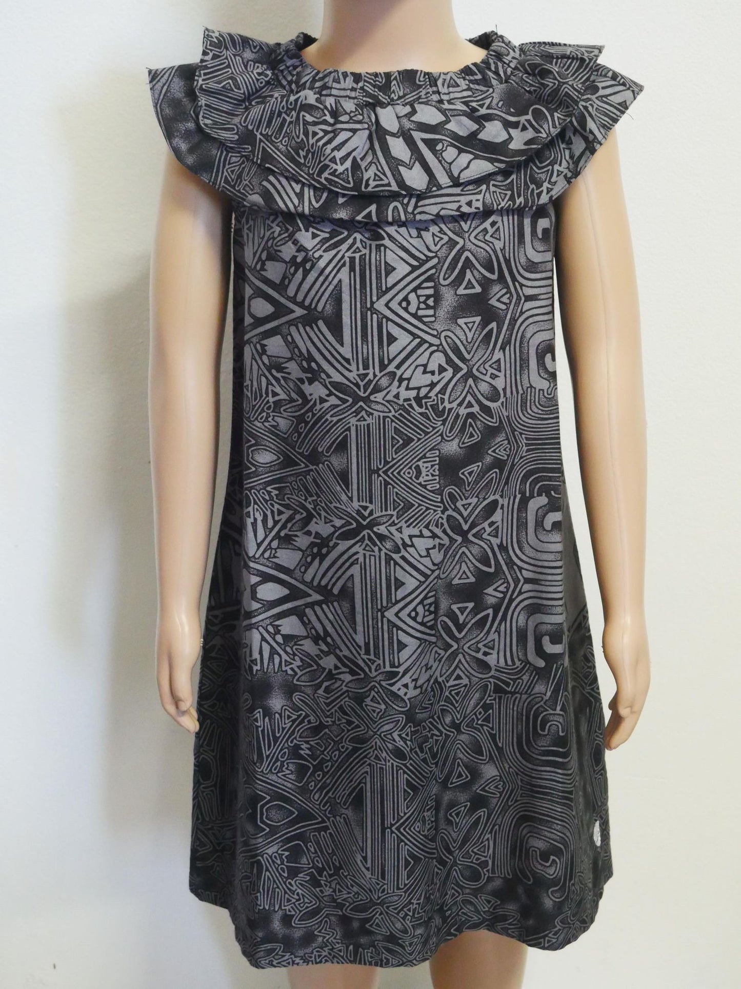Tanoa Samoa Girl's Dress (Black & Grey)